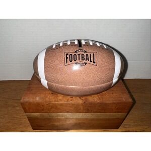 Football Tin‎ Piggy Bank Or Candy Container (2 Pieces—top & Bottom) Vintage